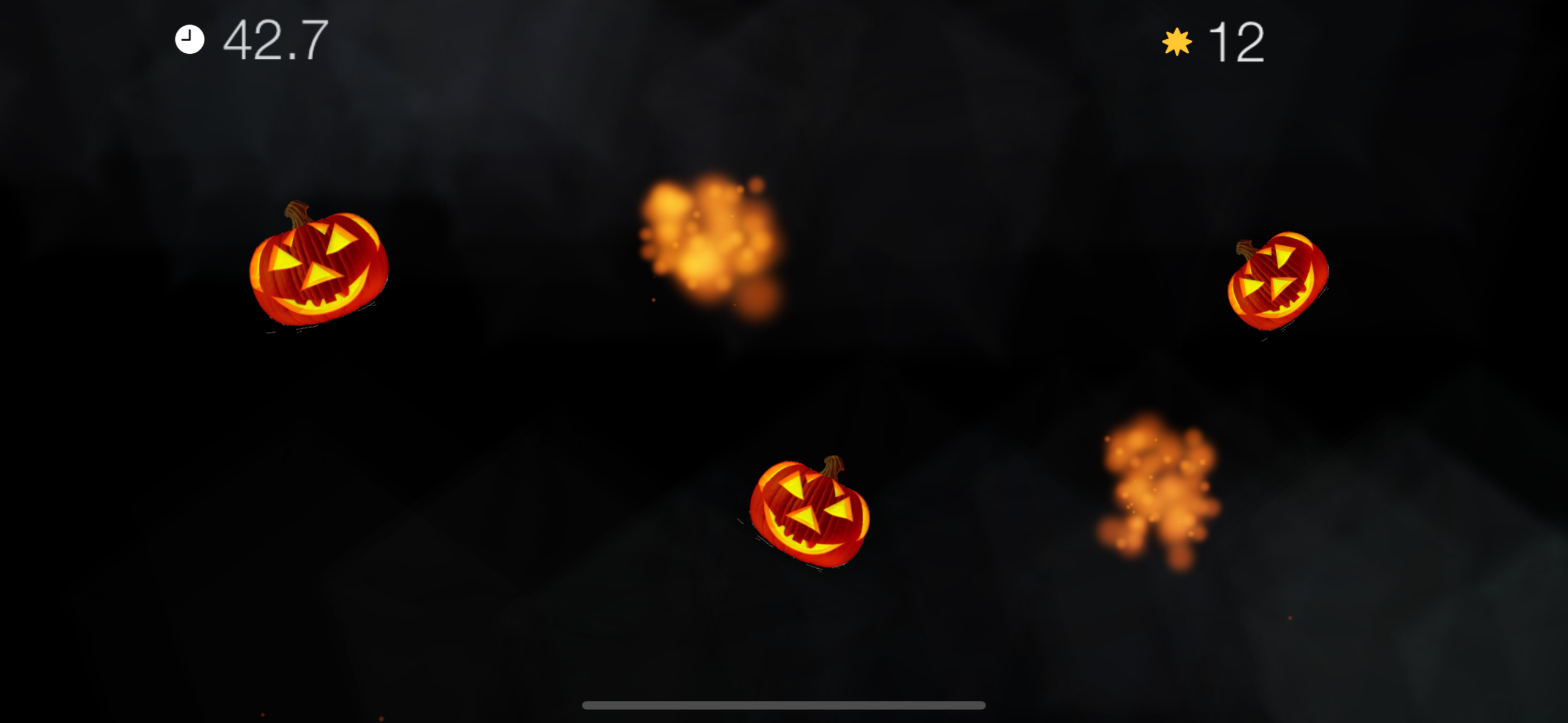 Smashin' Pumpkins gameplay with flying pumpkins and an explosion