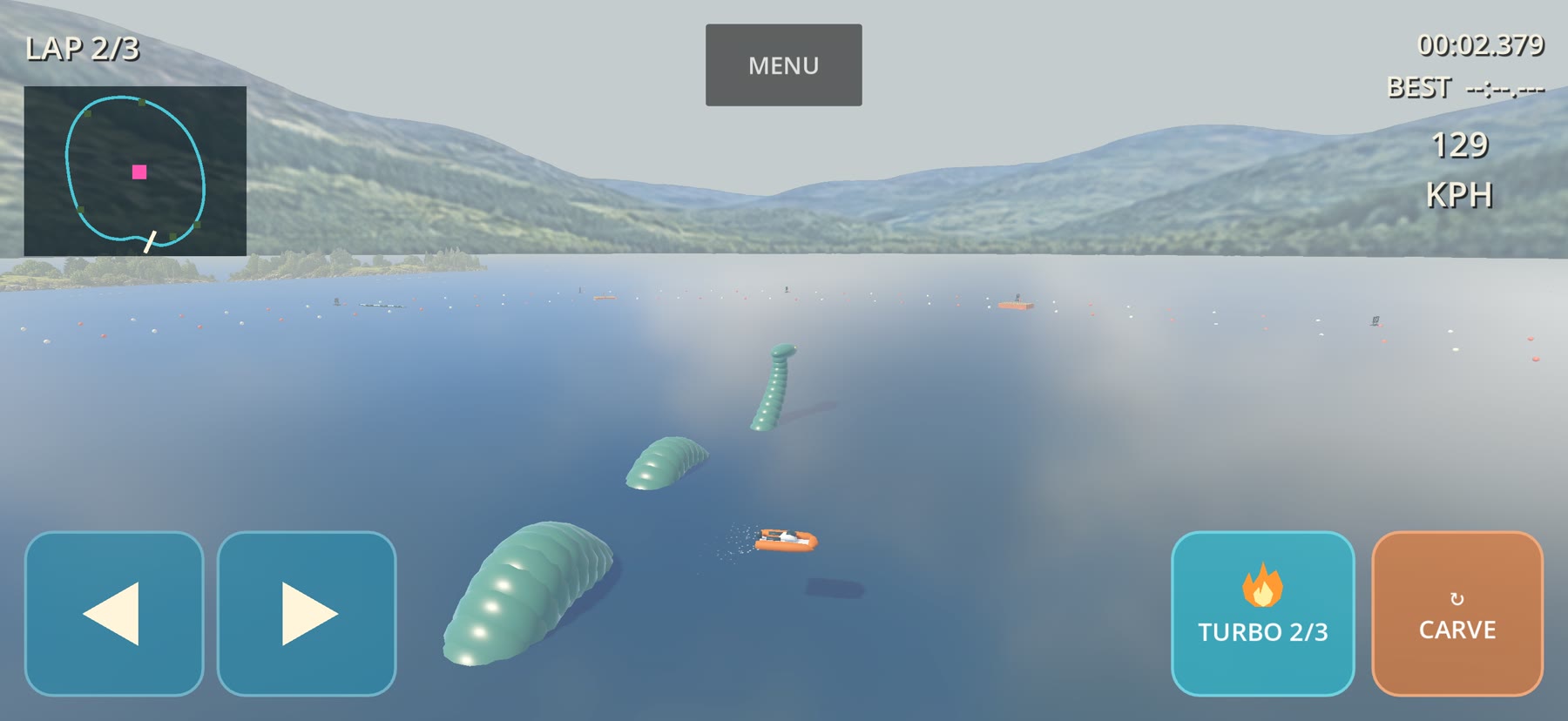 A distant Nessie sighting during a race on Loch Ness